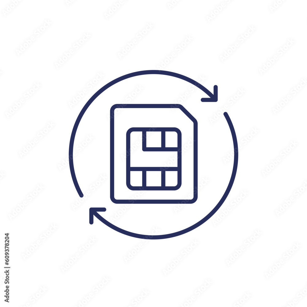SIM card replacement line icon SIM card replacement line icon
