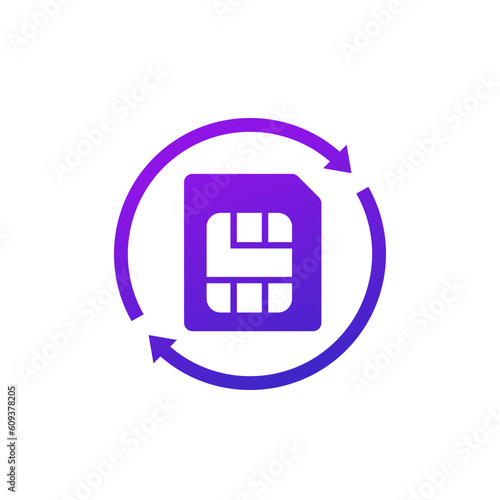 SIM card replacement icon, vector
