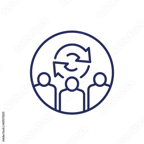 Staff rotation line icon in circle