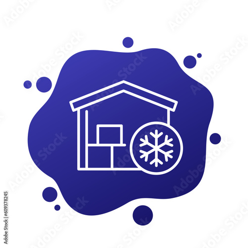 cold storage line icon, vector