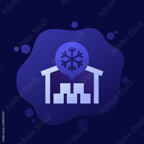 cold storage icon with a warehouse, vector design