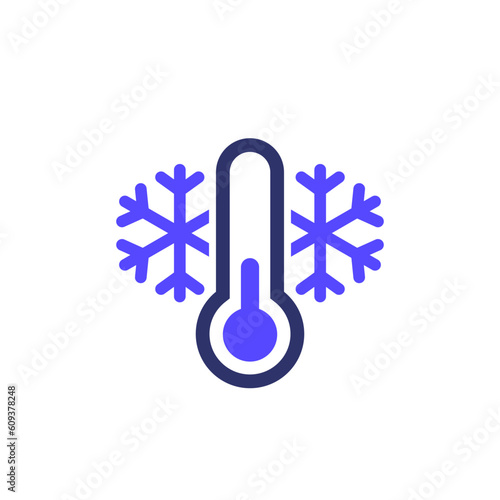 Cold temperature icon with a thermometer
