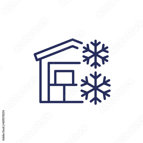 cold storage, warehouse line icon