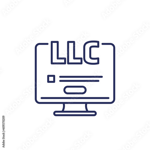 LLC online registration line icon, Limited Liability Company