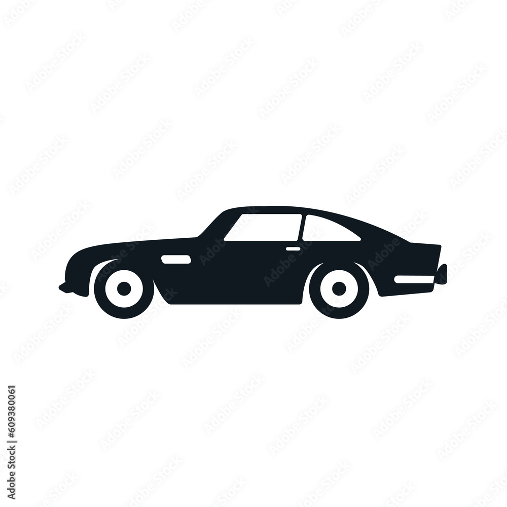 Black silhouette of automobile car isolated on transparent background. PNG
