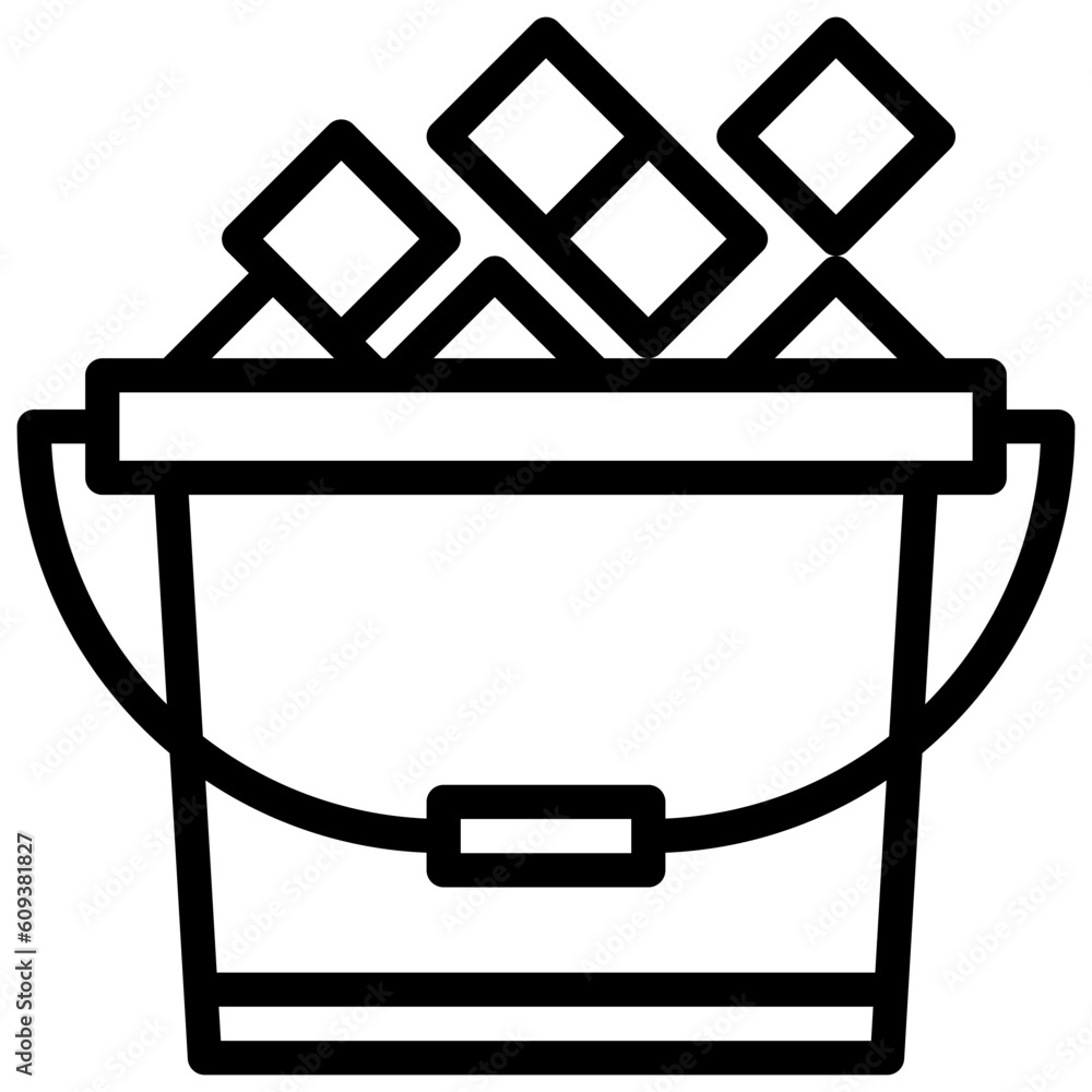 ICE BUCKET line icon,linear,outline,graphic,illustration