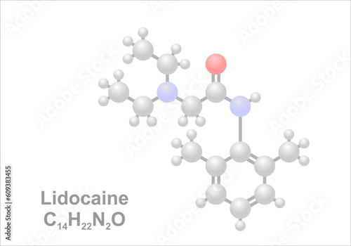 Simplified scheme of the lidocaine molecule. photo