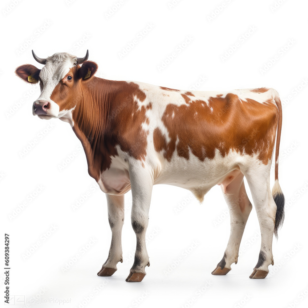 cow isolated on white. Generative AI