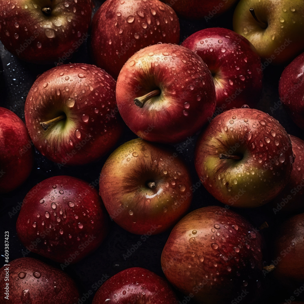 Fresh apples background,created with generative ai tecnology. Fresh apples background,created with generative ai tecnology.