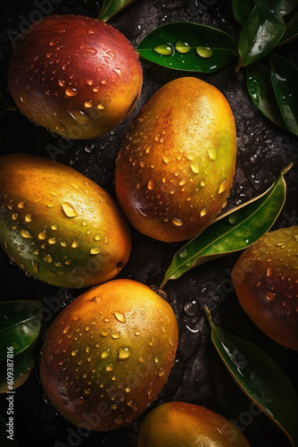 Fresh mango background,created with generative ai tecnology. photo