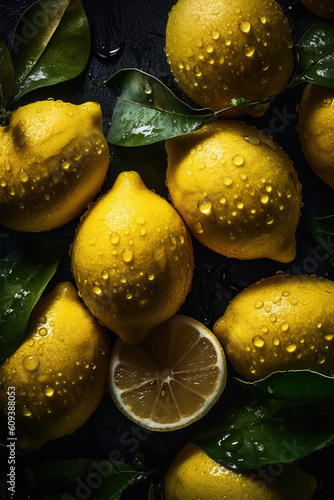 Fresh lemon background,created with generative ai tecnology.