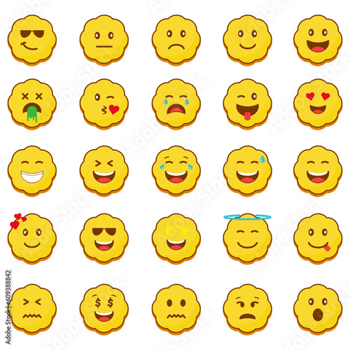 set of vector illustrations of cute emoji icons with various expressions, perfect for additional design elements