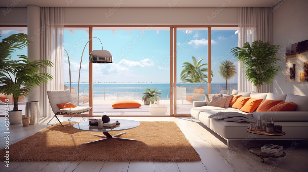 Fototapeta premium summer bank holiday, luxury resort hotel, beautiful space, generative ai