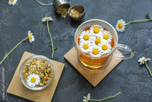 Chamomile tea with fresh da...