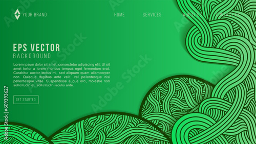 Abstract Green liquid doodle background web design. Modern background design. gradient color. Green Dynamic Waves. Fluid shapes composition. Fit for website  banners  wallpapers  brochure  posters