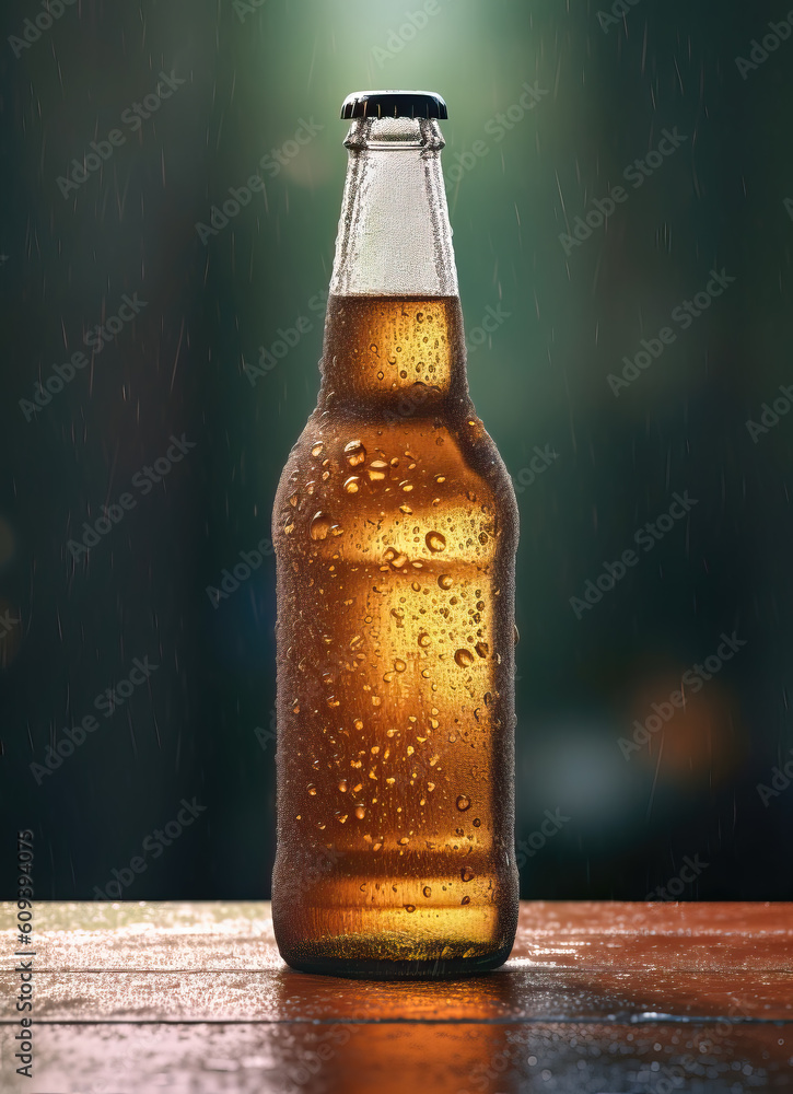 Brown bottles of beer without a label. Brown bottles of beer without a label.