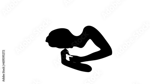 People with insomnia,  woman can't sleep and plays with fingers and shadow