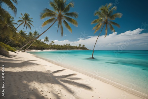 Ai generation Serene Beachscape with Palm Trees and Turquoise Waters © Ebad