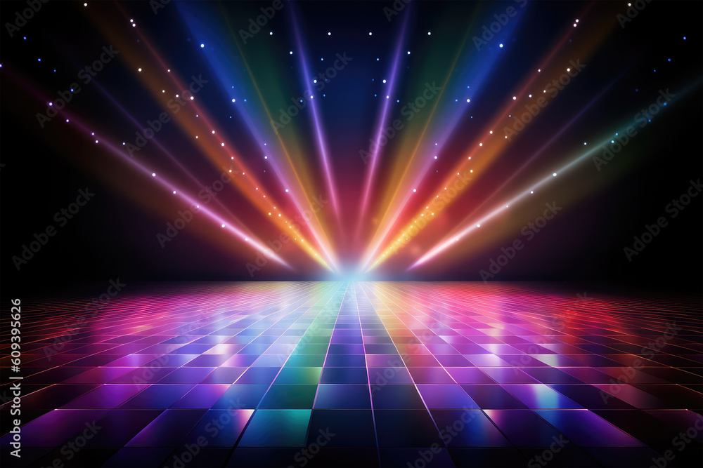 Obraz premium spotlights shine on stage floor in dark room