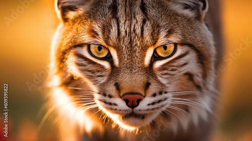 close up portrait of a bobcat expresive eyes photo