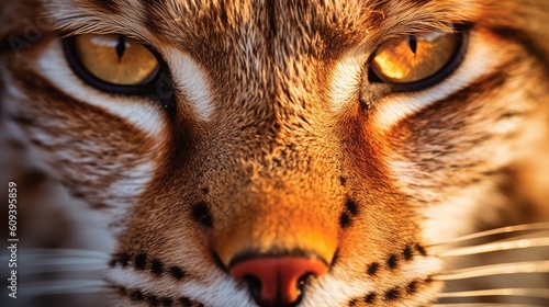close up portrait of a bobcat expresive eyes photo