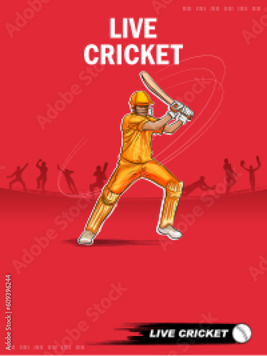 bat and ball on cricket championship sports background