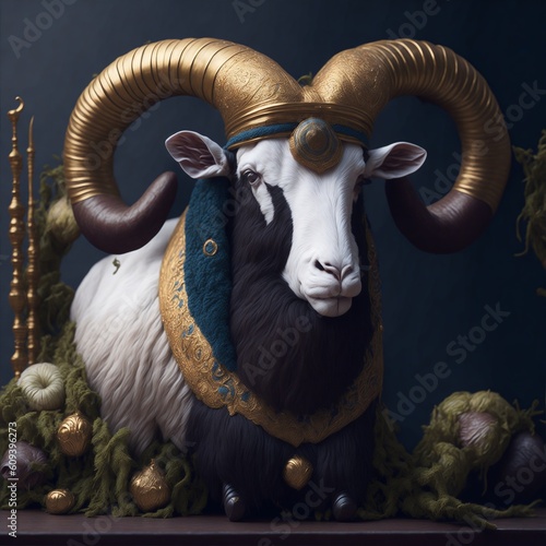 white sheep/goat with horns