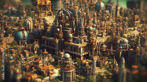 The Majestic Factorio Megabase: Tilt-Shifted Splendor. Generative AI photo