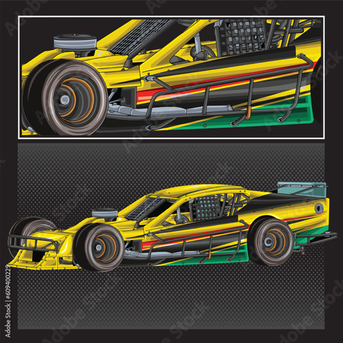 yellow drag race illustration isolated in black background for poster, t-shirt, graphic design, business element and card