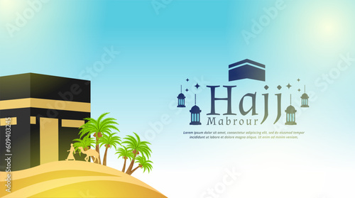 hajj mabrour template banner design with Kaaba vector artwork design