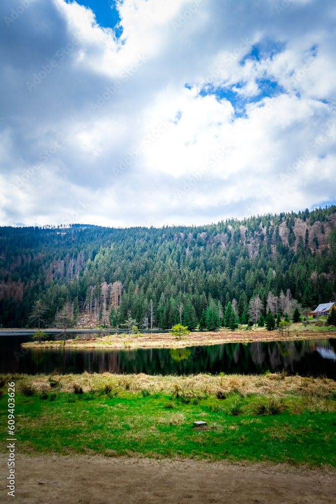 Small Arber Lake on the slope of Mount Arber in the Bavarian Forest. Bavaria. Germany. Small Arber Lake on the slope of Mount Arber in the Bavarian Forest. Bavaria. Germany.
