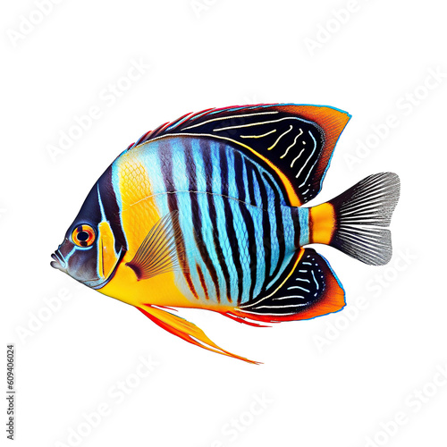 Tropical fish isolated on transparent background, created with generative AI