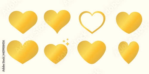 Golden, gold heart. Love icon. Valentine's Day. Romance, passion, feeling. Vector illustration