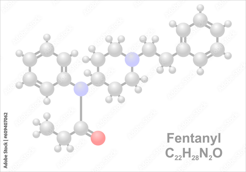 Simplified scheme of the fentanyl molecule. Use in palliative care. Simplified scheme of the fentanyl molecule. Use in palliative care.