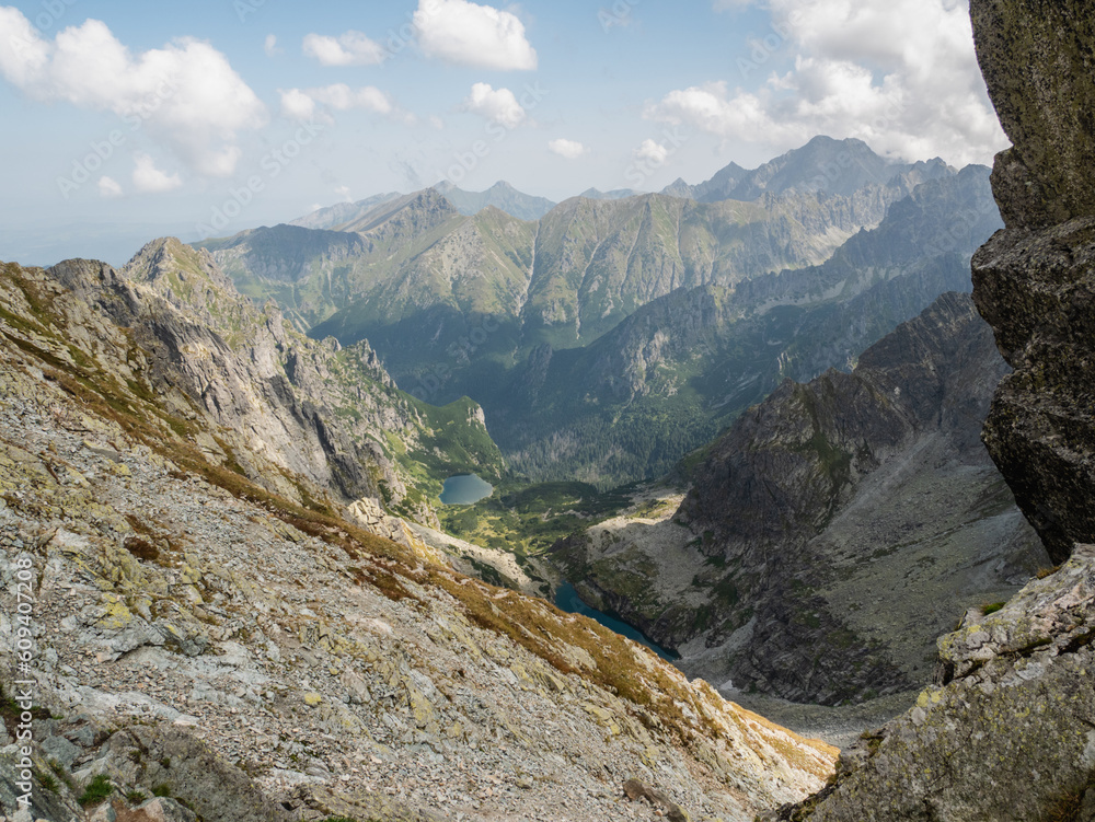 Panoramic view from the highest peak in Poland in the Tarta mountains. 