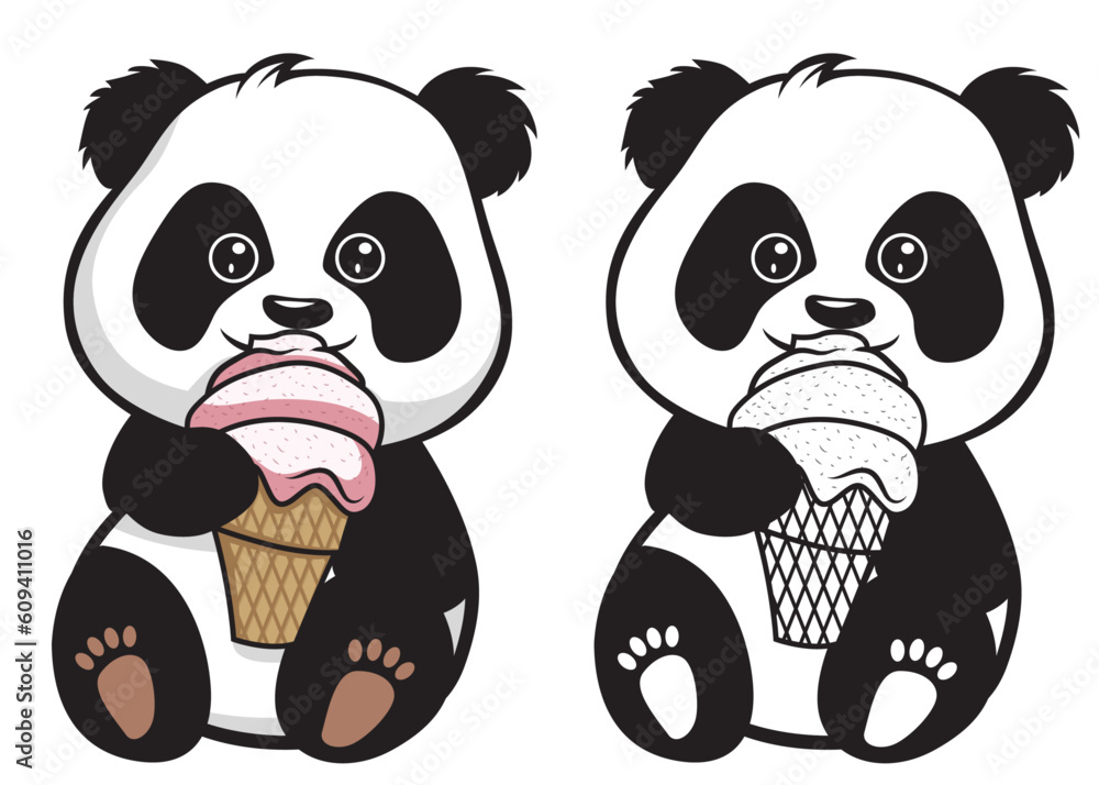 panda ice cream coloring pages