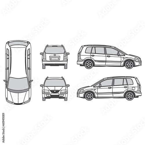 outline of van, minibus part 175