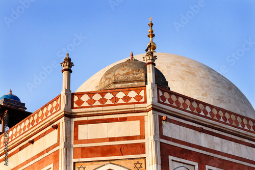 horizontal pic Delhi Humayun's tomb of Mughal Emperor Humayun designed by Persian architect Mirak Mirza Ghiyas in New Delhi India. Tomb was commissioned by Humayun's wife Empress Bega Begum in 1569-70 photo