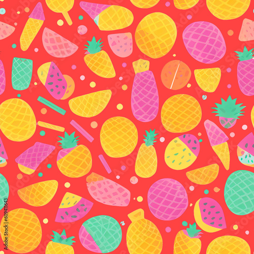 Tropical Pineapple Paradise: A Delicious Seamless Pattern AI-generated