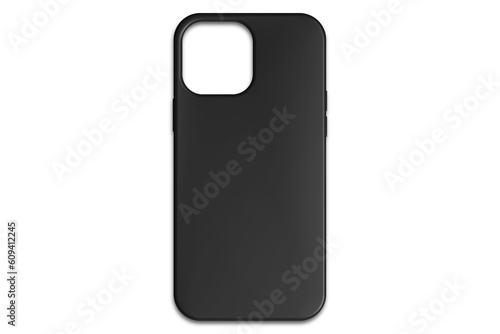 Black smartphone case mockup isolated on white background.3d rendering. photo