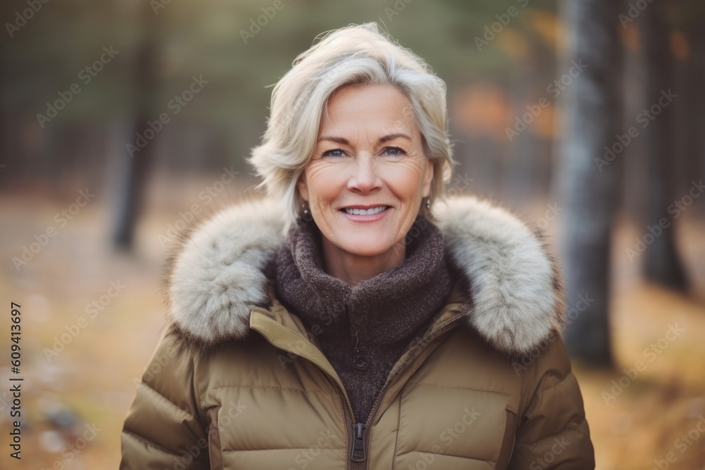 Portrait of smiling senior woman in park on an autumns day Portrait of smiling senior woman in park on an autumns day
