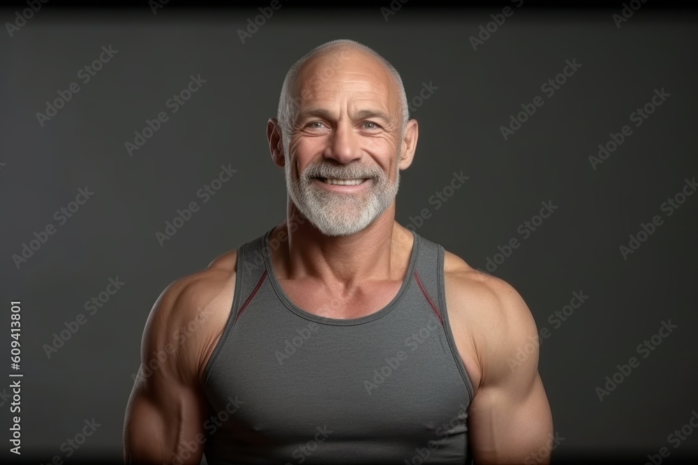 Portrait Of A Mature Man Showing His Well Trained Body - Muscular Athletic Bodybuilder Fitness Model Posing After Exercises Portrait Of A Mature Man Showing His Well Trained Body - Muscular Athletic Bodybuilder Fitness Model Posing After Exercises