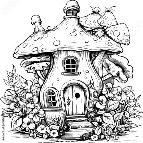 Fairy House Line Art