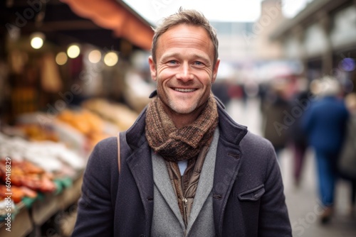 Portrait of handsome man at the market in Paris, France. © Hanne Bauer