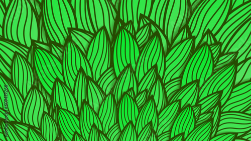Excellent abstract green background with doodle lines. Vector illustration