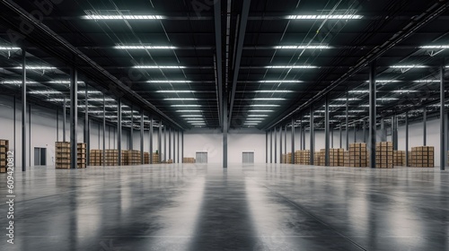 interior of an empty moder warehouse © Photo And Art Panda