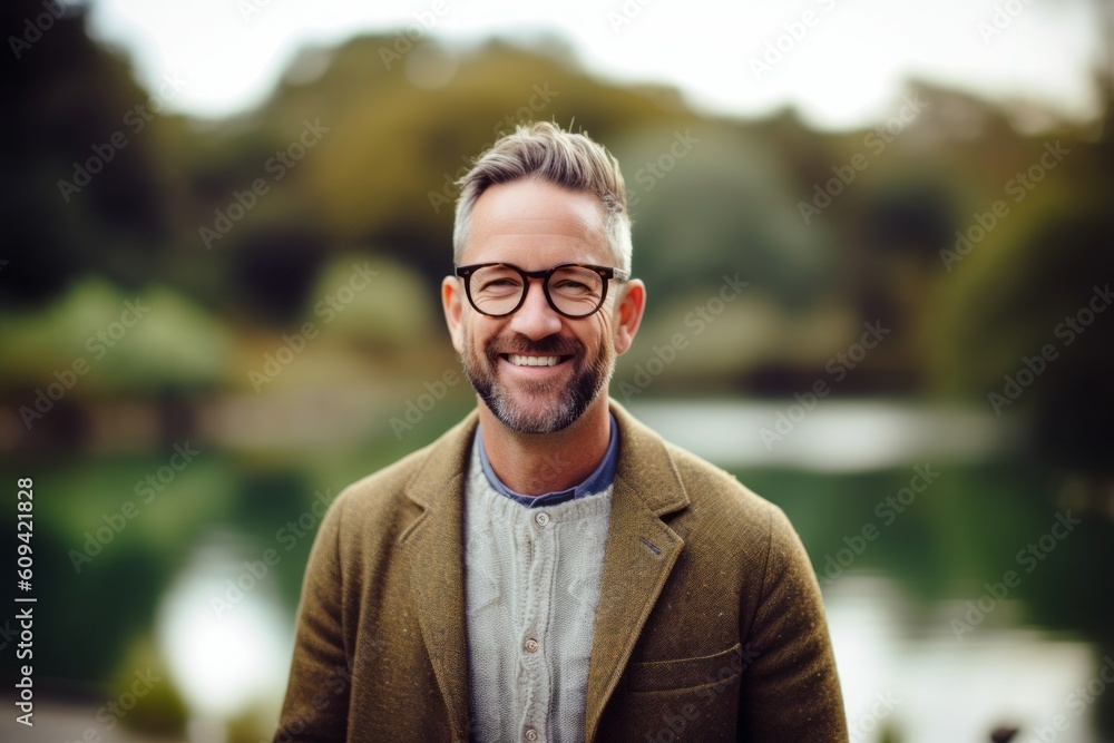 Portrait of a handsome mature man with eyeglasses smiling outdoors Portrait of a handsome mature man with eyeglasses smiling outdoors