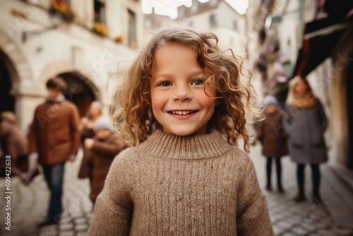 Wallpaper Mural Portrait of a smiling little girl with curly hair in the city Torontodigital.ca