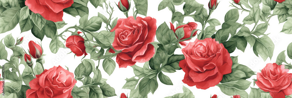 A bunch of red roses on a white background. Generative AI. A bunch of red roses on a white background. Generative AI.