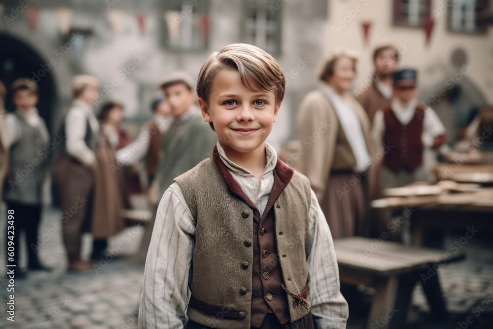 Portrait of a boy in a medieval costume. Selective focus. Portrait of a boy in a medieval costume. Selective focus.
